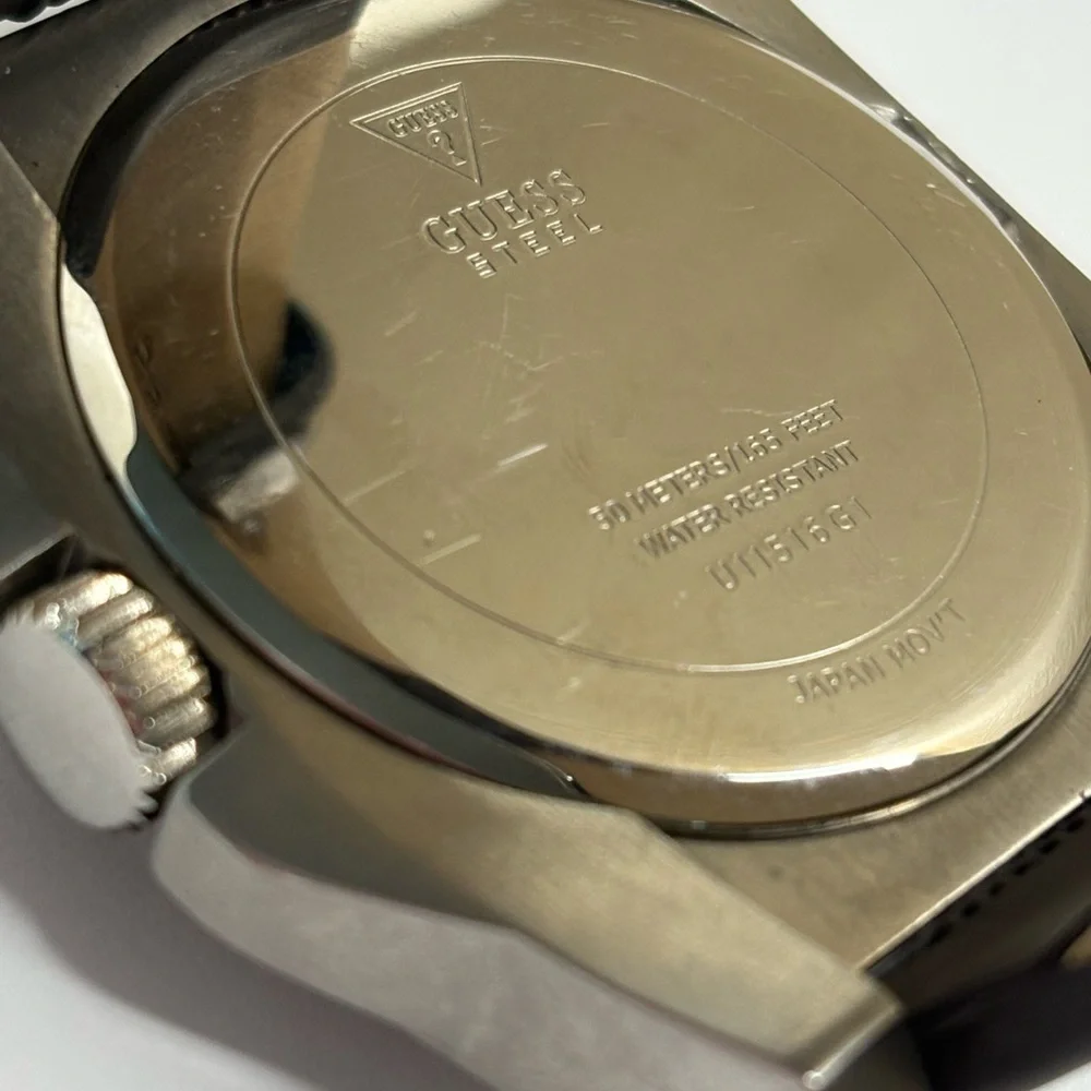 Guess Steel Men’s Multifunction Watch Brown Dial Rubber Strap